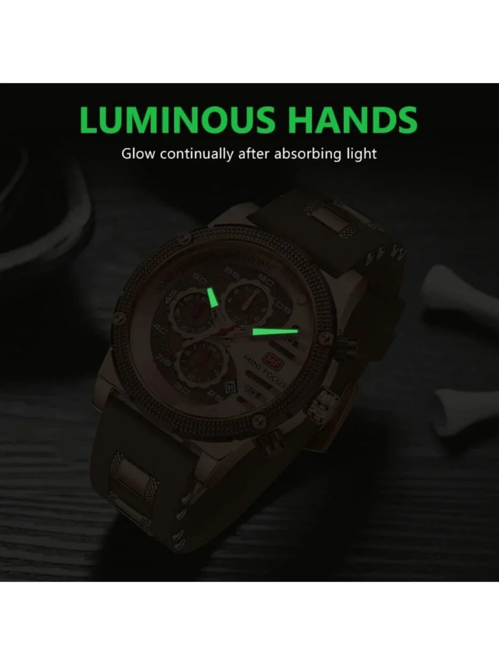 Men's Rose Coffee Chronograph Waterproof Sport Military Analog Quartz Wristwatch